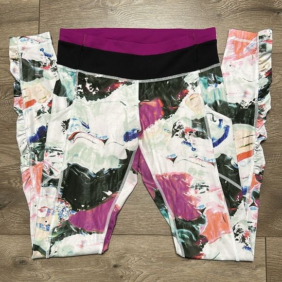 Lululemon Athletica Pink and White Leggings with Artistic Design - Picture 1 of 13